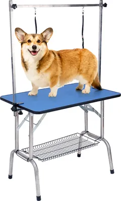 Produktbild von 36" mittelgrosser, zusammenklappbarer Pflegetisch fuer Haustiere mit Regalstaender