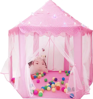 Produktbild von Spielzelt Kinderzelt Babyzelt Spielhaus Prinzessinzelt Kids Tent Rosa Φ140cm
