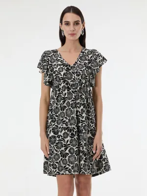 Produktbild von Orsay Schwarzes, gemustertes, knielanges Damenkleid 40