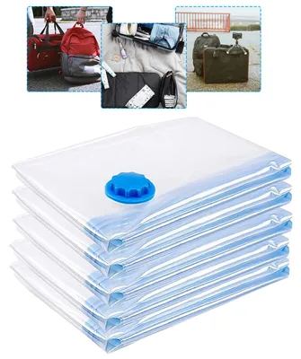 Obrázok produktu pre Pevné vakuové vrecia, sada 5 kusov, 80 x 100 cm, vrecia na skladovanie odevov a posteľnej bielizne, úsporné vrecia na oblečenie s ventilom, opakovane použiteľné a priehľadné