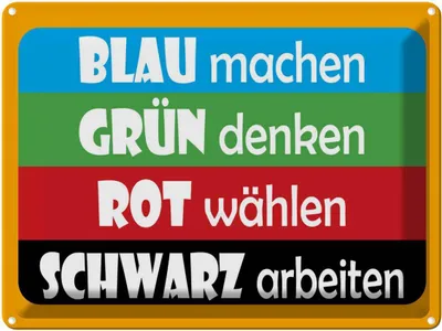Produktbild von vianmo Blechschild 30x40 cm Blau machen grün denken Spruch Zitat
