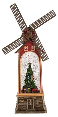 Produktbild von Clayre & Eef Weihnachtsdekoration mit LED-Beleuchtung und Musik 11x11x28 cm / 3xAA Braun Kunststoff