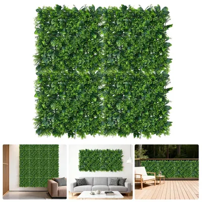 Immagine prodotto di Pannelli murali con piante artificiali - Tappeti per siepi artificiali - Set da 4 - 50 x 50 cm per tappeto - Plastica - Per interni - Effetto erba - Verde