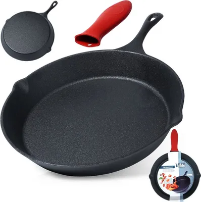 Immagine prodotto di Padella in ghisa Vilde Padella in ghisa per friggere Padella per grigliare in ghisa con protezione del manico in silicone CAST LINE 30 cm