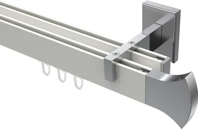 Produktbild von Interdeco Innenlaufstange / Gardinenstange mit Innenlauf Weiß / Chrom, Typ Smartline Conex (Rundung), 14x35 mm 2-läufig, 400 cm