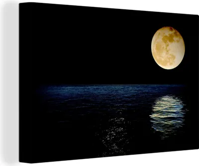 Produktbild von OneMillionCanvasses® - Leinwandbilder - 140x90 cm, Mond - Meer - Nacht, Wandbilder Kunstdruck Wanddekoration