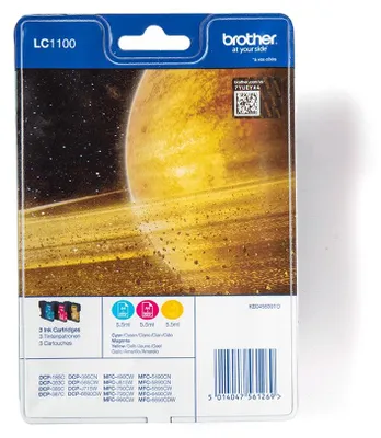 Produktbild von Brother LC1100RBWBP Druckerpatrone 3 Stück(e) Original Cyan, Magenta, Gelb