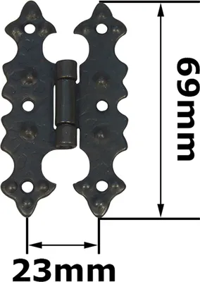 Produktbild von 4 Stück B&B Scharnier Alte Beschläge im restaurierungsshop Möbelbänder symmetrisch 70/38mm