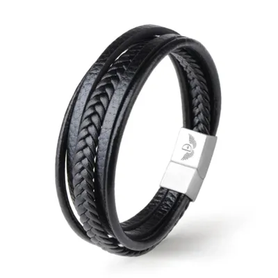 Produktbild von Leder Armband VARIETY LAYER SILVER 20 cm / Silber