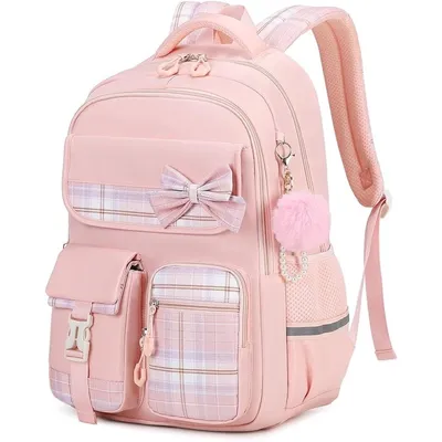Produktbild von Mädchen Schulrucksack wasserdicht mit Kofferband – Große Kapazität Laptop Rucksack für Kinder & Teenager – Rosa