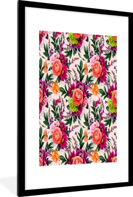 Produktbild von MuchoWow® MuchoWow® Gerahmtes Poster Blumen - Rosen - Lila 60x90 cm - Poster mit zchwarzem Bilderrahmen - Dekoration - Wandposter Wohnzimmer - Hochwertig