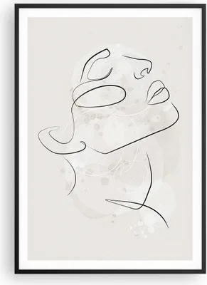 Produktbild von Gerahmtes Poster - Schwarzer Rahmen - Gesicht Linie Skizze - 70x100 cm - Wand Bild - Wanddeko - Wandbilder - Kunstposter - Wandposter - Bilderrahmen - Bilder - Kunstdruck - P2BPA70x100-5031