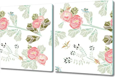 Produktbild von Glas Schneidebrett Herdabdeckplatten Schneideplatten - 2x 40x52 cm - Vögel mit Blumen