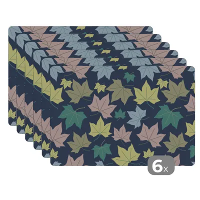 Obrázok produktu pre MuchoWow® Podložky Sada 6 podložiek Umývateľné podložky 30x45x0.3cm Vzory - Jeseň - Listy Podložka pod stôl Nekĺzavá a odolná voči teplu