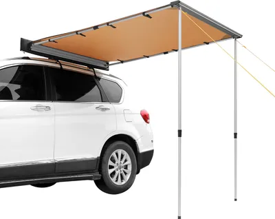 Zdjęcie produktu dla VEVOR markiza przeciwsłoneczna przyczepa kempingowa 1.4x2m zadaszenie przeciwsłoneczne kamper UV50+ ochrona przed promieniowaniem UV markiza 280 g tkanina poliestrowa PU3000mm wodoodporna w zestawie torba PVC Idealna na kempingi rodzinne wycieczki