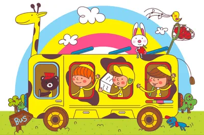 Produktbild von Muralo Fototapete Kinderzimmer 520 (B) x 318 (H) cm Vlies Tapete Wandtapeten Bus Kinder Tiere Regenbogen Kinderwelt Jugend moderne Wandbilder XXL Kinder Wand Dekoration