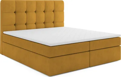 Produktbild von MR GROUP Boxspringbett mit Bettkasten, KAROLINA, 120x200, gelb, H3, Samtstoff, Polsterbett mit Matratze und Topper Doppelbett Bett für Schlafzimmer