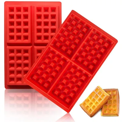 Produktbild von Silikon Waffelform 2er Set 27,8x18x1,7 cm antihaft für Backofen Mikrowelle Airfryer