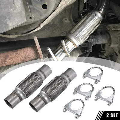 Image de 2 Ensemble De Tuyau D'Échappement Flexible Universel Pour Voiture, Ton Argent, 50X250mm