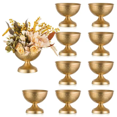 Zdjęcie produktu dla Zestaw 10 eleganckich złotych wazonów do dekoracji stołu