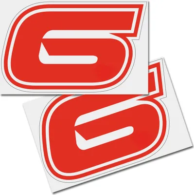 Produktbild von Startnummer Aufkleber 2er Set, Schrift Brünn, # 6, rot
