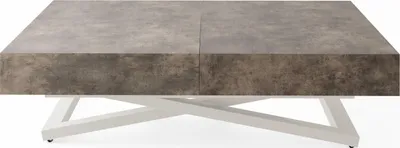 Produktbild von Couchtisch Höhenverstellbar Cavetta U - Esstisch 120-200x80x27-76 cm Dunkelgrau mit Kaschmir Beige Gestell