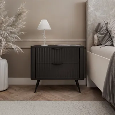 Produktbild von Nachttisch SCARLETT 2S Schwarz mit Schubladen