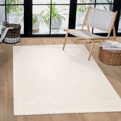 Teppich Wohnzimmer Schlafzimmer Kurzflor Skandi Muster Arche Bogen Einfarbig 3D Grösse 160x220 cm