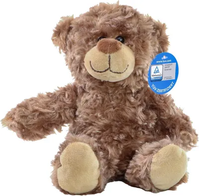 A brown teddy bear sitting on a white background.