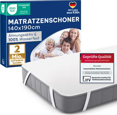 Produktbild von Blumtal Matratzenschoner 140x190cm - wasserdichte Matratzenauflage aus 80% Baumwolle - Inkontinenzunterlage waschbar bis 95 °C - knisterfreier Bett Topper
