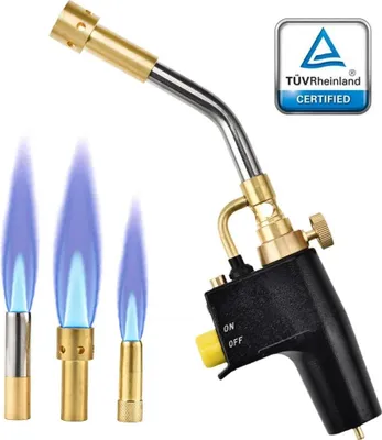 Obrázok produktu pre Plynový horák na propán MAPP, zvárací/pájací horák, 3 trysky 10/13/19 mm, spájkovanie, grilovanie, zmršťovanie a ohrev