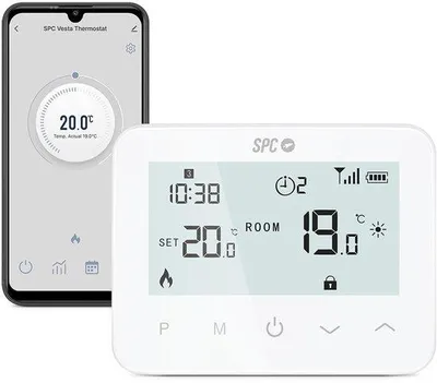 Productafbeelding van Thermostaat – wifi-verwarmingsthermostaat voor gasketel, intelligente app-bediening, compatibel met Alexa/Google, detectie van open ramen, programmeerbaar en wandgemonteerd, wit