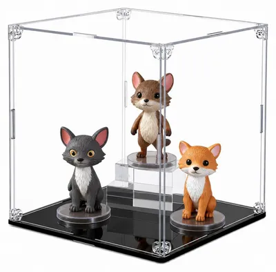 Imagen del producto de Vitrina de acrílico transparente, de 20 x 20 x 20 cm, hermética, ideal para colecciones