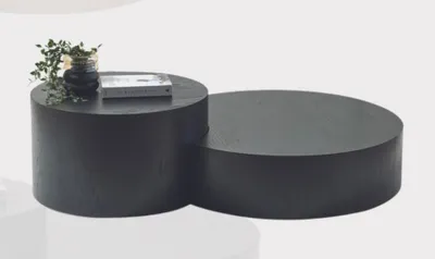 Produktbild von Modernes Schwarzes Couchtisch-Set Designer Rund Kaffeetisch Beistelltisch