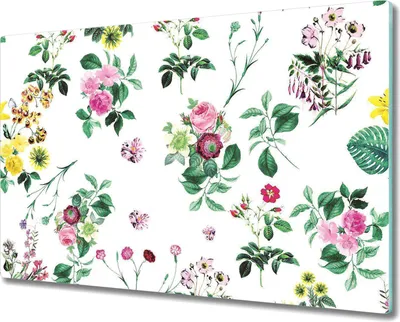 Produktbild von Glas Schneidebrett Herdabdeckplatten Schneideplatten - 80x52 cm - Rosen Blumen