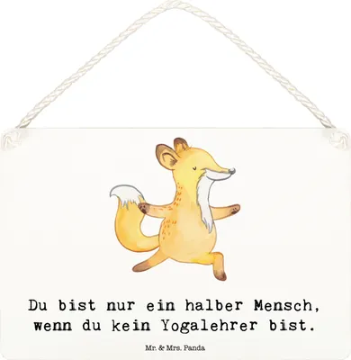 Produktbild von Mr. & Mrs. Panda Schild Yogalehrer Herz DIN A6 - Weiß - Geschenk, wandtafel, Holzschild, hängeschild, Türschild, holzbild