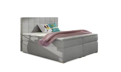 Obrázok produktu pre MOB, Manželská posteľ Boxspring 160 cm - Abbie (svetlosivá) (s matracmi)
