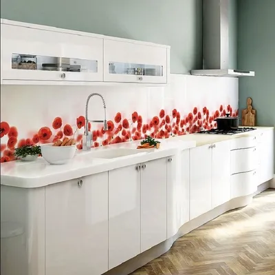 Produktbild von Küchenrückwand Spritzschutz PVC 300x60 cm, Mohnblumen, Wandverkleidung , 1 Platte | STM