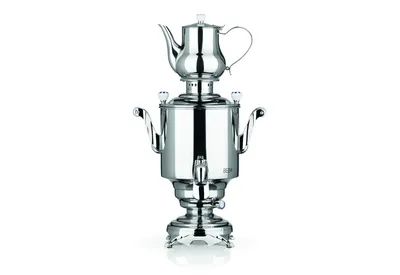 Produktbild von Samowar Romanov 5 L Teekocher elektrisch, 1,3 L Teekanne + Sieb 1800 W, Edelstahl, Gastro, Hotel, Privat