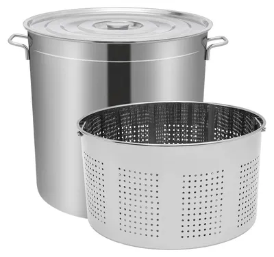 Produktbild von Gastronomie-Kochtopf - Suppentopf - 50 cm - Mit Deckel und Korb - Edelstahl - Silber