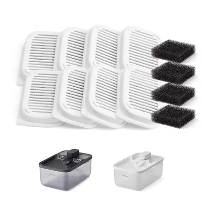 Produktbild von Feandrea Ersatzfilter für Katzenbrunnen, 4-Stufen-Filtersystem mit Aktivkohle, 12 Stück, 6,6 x 4,7 x 1 cm, Weiß