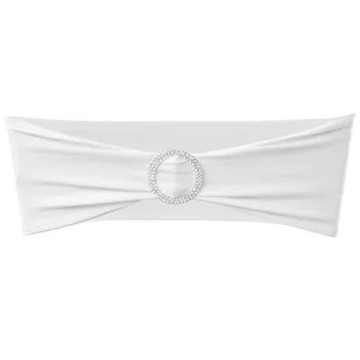 Produktbild von vidaXL 25 x Stuhlschleifen Stretch Schleifenbänder + Diamant Schnalle weiß