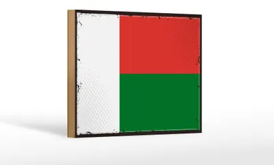 Produktbild von Holzschild Flagge Madagaskars 18x12 cm Retro Madagascar Dekoration