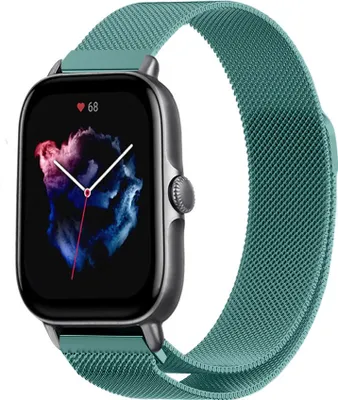 Produktbild von Strap-it Milanese Armband - Kompatibel mit Amazfit GTS 3 Armband Ersatzarmband Edelstahl - Armband mit Magnetverschluss - Hochwertiges Material - für Smartwatch 20mm Armband Grün
