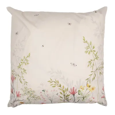 Produktbild von Clayre & Eef Kissenbezug 45x45 cm Beige Grün Polyester Blumen