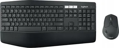 Produktbild von Logitech 920-008219, Volle Größe (100%), Kabellos, RF Wireless + Bluetooth, QWERTY, Schwarz, Maus enthalten