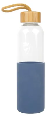 Glasflasche 550 ml – Trinkflasche aus Borosilikatglas, blau
