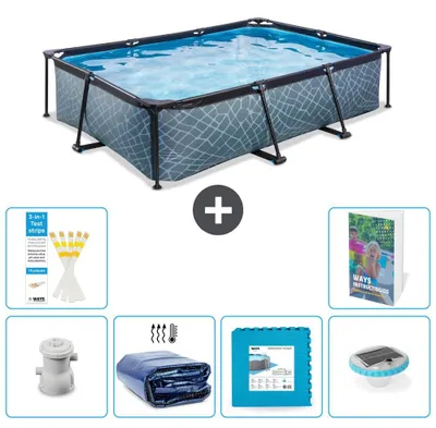 Immagine prodotto di Piscina fuori terra rettangolare - aspetto pietra - 300x200x65 cm - composta da 5 elementi - modello S326