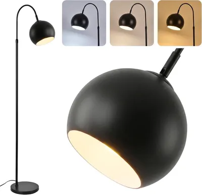Zdjęcie produktu dla Lampa stojąca ZMH do salonu, lampa łukowa, gwint E27, włącznik nożny, lampa stojąca z metalowym kloszem, maksymalna moc 40W, regulowana wysokość do 160 cm, lampka do czytania do sypialni