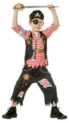 Produktbild von Pirat Anziehsets Junge – Piratenkostüm für Kinder mit Hose, Oberteil und Bandana 164cm